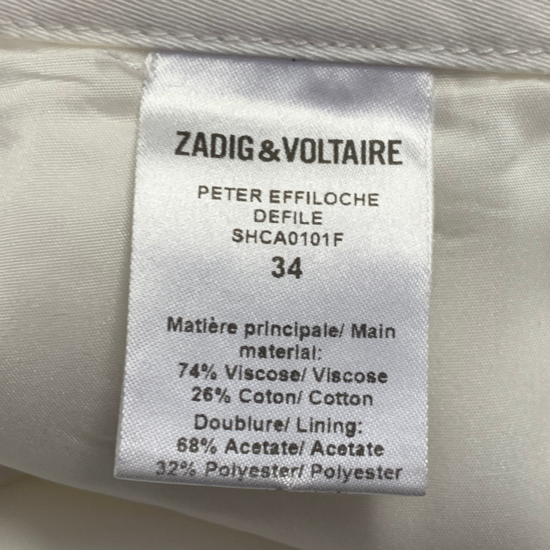 ZADIG & VOLTAIRE Size XS White Viscose Cotton Textured Tapered Zip Fly Dress Pants