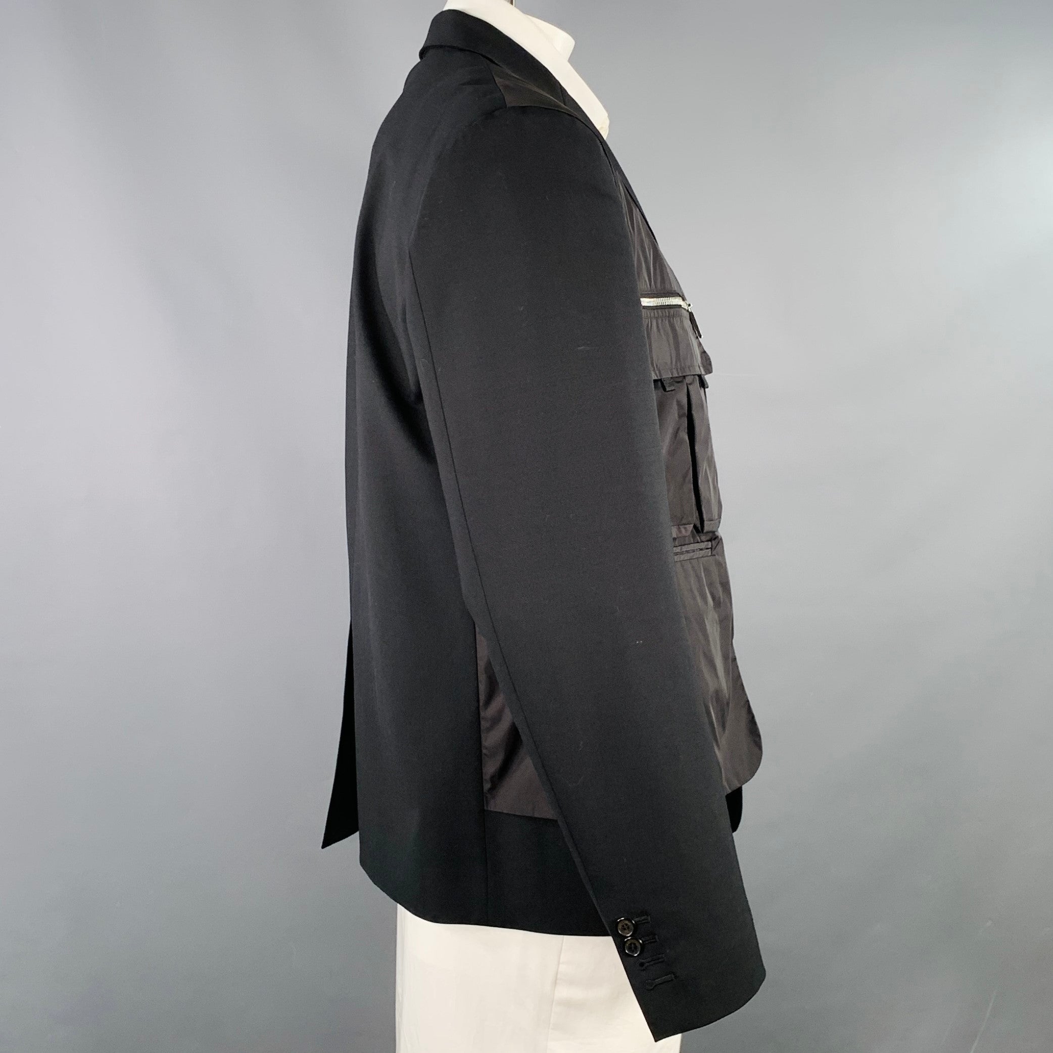 DSQUARED2 Size 44 Black Silver Virgin Wool Blend Utility Sport