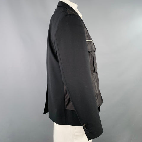 Veste de sport utilitaire DSQUARED2 en mélange de laine vierge noire et argentée, taille 44