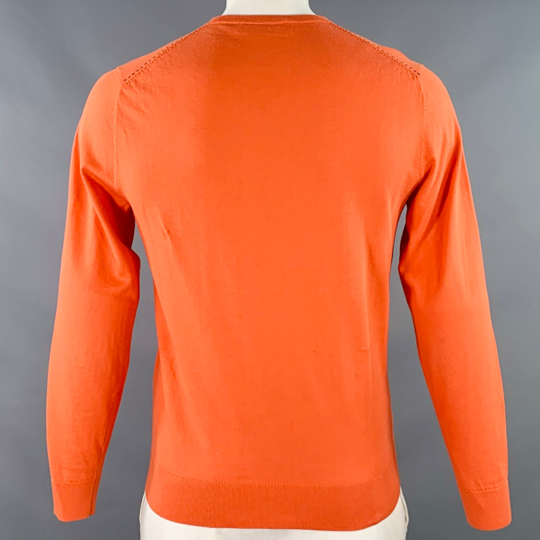 CAROLINA HERRERA Size M Orange Cotton V-Neck Pullover