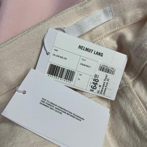 HELMUT LANG Size 32 White Multi-Color Patchwork Cotton Silk Zip Fly Jeans