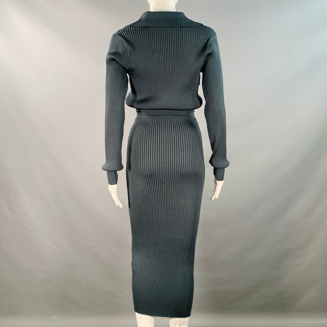 SELF-PORTRAIT Size S Dark Green Grey Viscose Blend Rib Knit Midi Shirt –  Sui Generis Designer Consignment