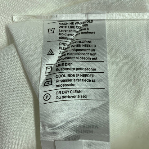 VINCE Size M White Linen One Pocket Long Sleeve Shirt