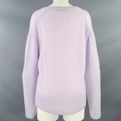 WHITE+WARREN Size M Purple Lilac Cashmere Knit Oversized Deep V-Neck Pullover