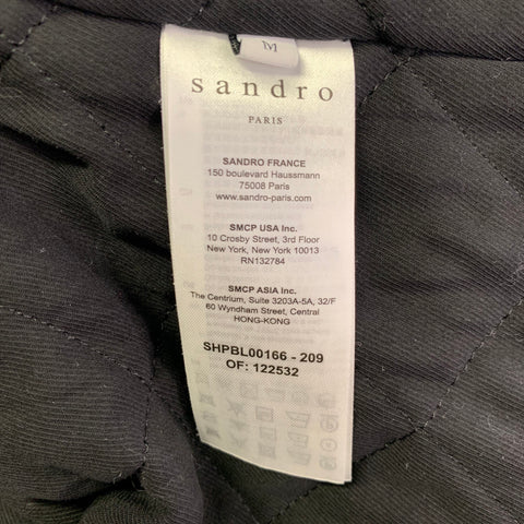 SANDRO Size M Black White Buffalo Plaid Cotton Shirt Jacket