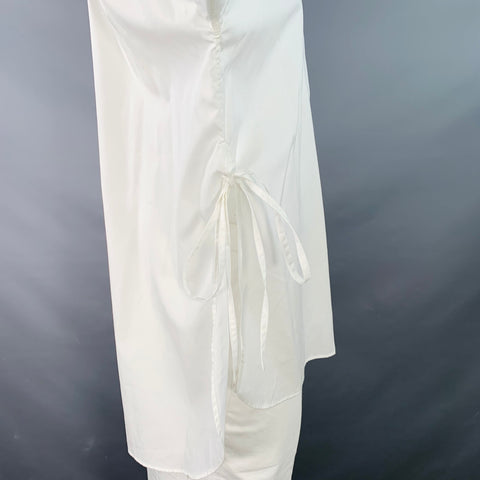 TOIRONIER One Size White Cotton Curved Cutaway Side Ties Long Sleeve Shirt