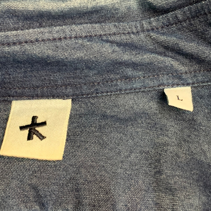 ADAM KIMMEL Size L Indigo Cotton Denim Twill Western Snap Long Sleeve Shirt