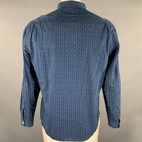 WALLACE & BARNES Size L Navy Mixed Patterns Cotton Lightweight Long Sleeve Shirt