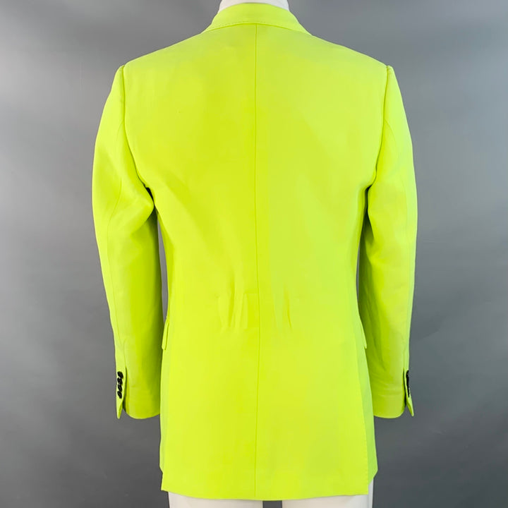 TEDDY VONRANSON Size 38 Neon Yellow Wool Silk Peak Lapel Double Breasted Sport Coat