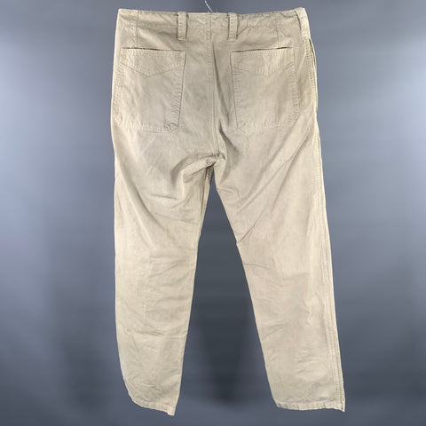 VISVIM Size L Khaki Distressed Cotton Button Fly Casual Pants