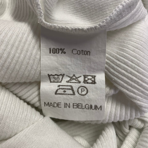 WALTER VAN BEIRENDONCK Size XXL White Red Cotton Ribbed Ringer T-Shirt