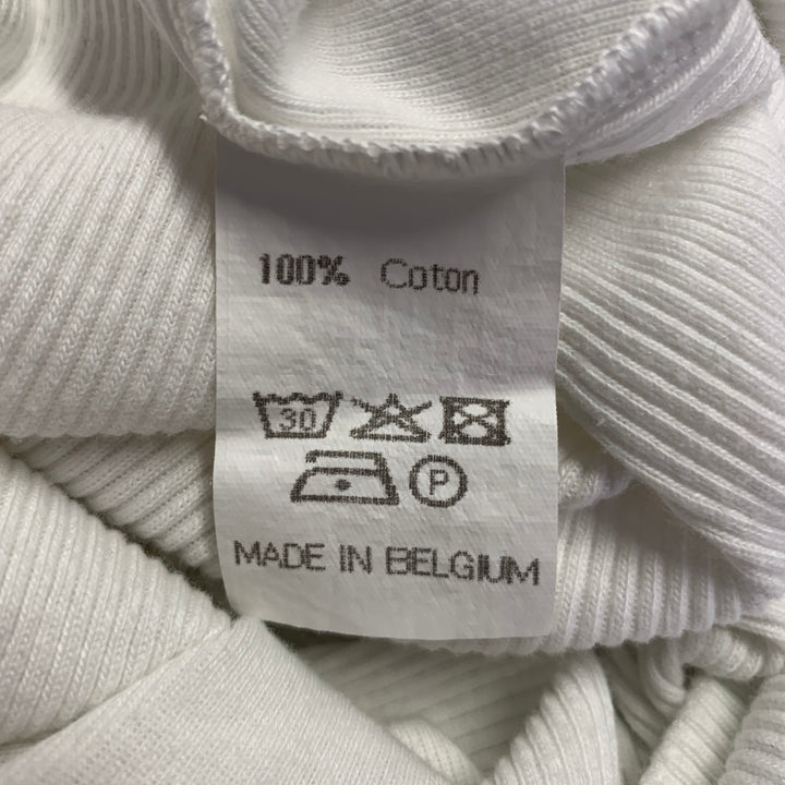 WALTER VAN BEIRENDONCK Size XXL White Red Cotton Ribbed Ringer T-Shirt