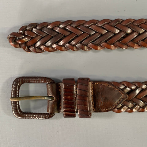 RALPH LAUREN Waist Size 0 Brown Woven Leather Belt