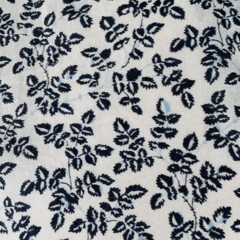 JOHN VARVATOS Taille L Chemise à manches longues en coton avec une poche à motifs de feuilles bleu marine et écru