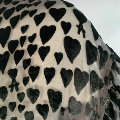 AMI by ALEXANDRE MATTIUSSI Size M Black Burnout Hearts Viscose Silk Long Sleeve Shirt