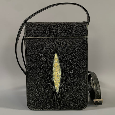 NO BRAND Black White Leather Cross Body Bag