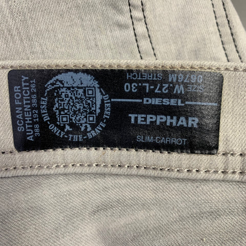 DIESEL FW16 Size 27 Tepphar Grey Distressed Cotton Blend Slim Jeans
