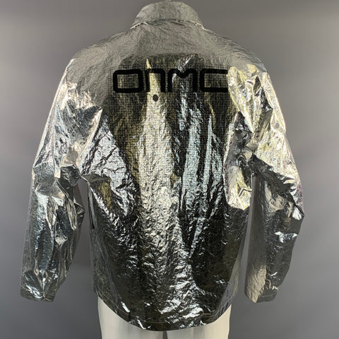 OAMC Size XL Silver Metallic Polyurethane  Polyester Button Up Jacket
