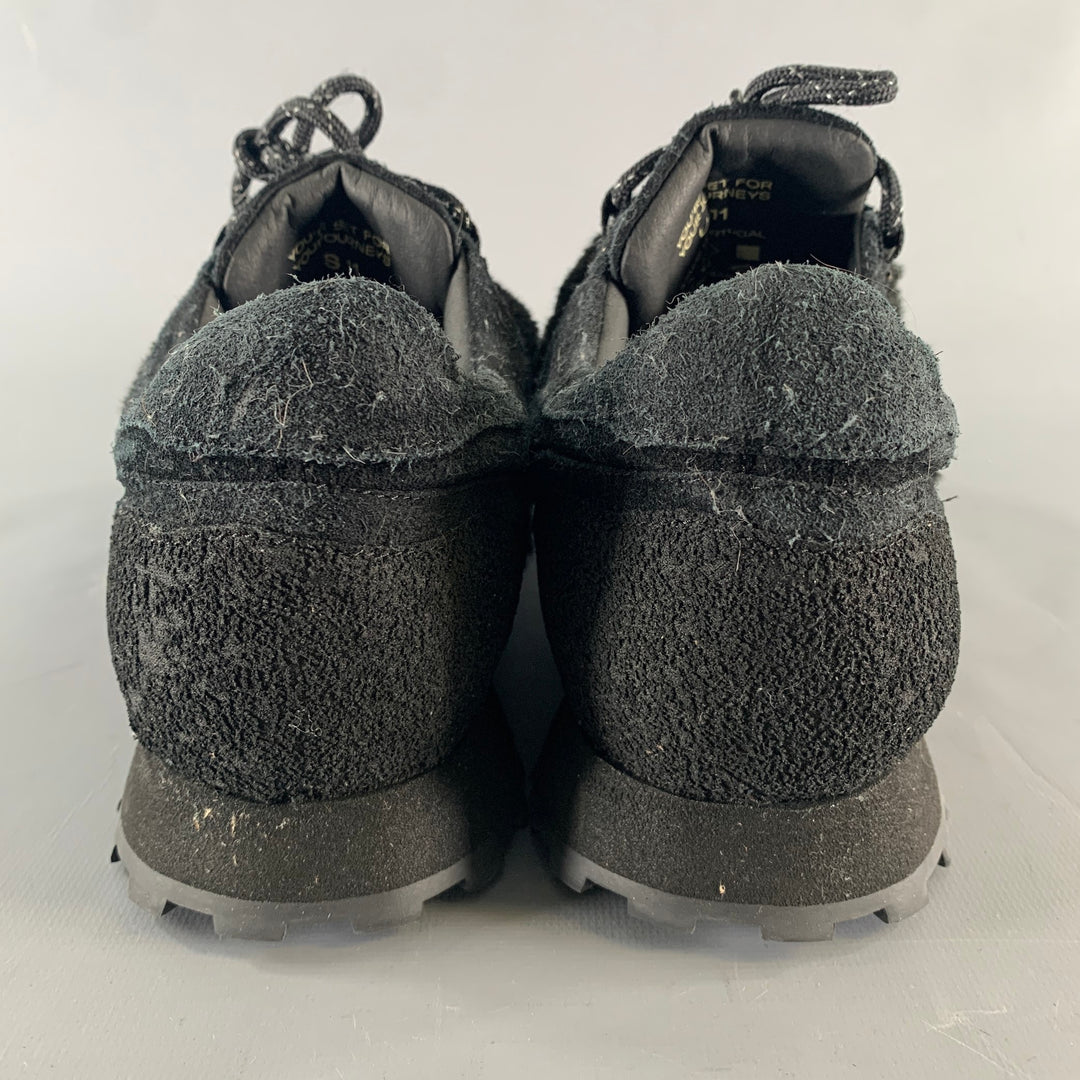 TARVAS Size 11 Black Textured Suede Platform Sneakers