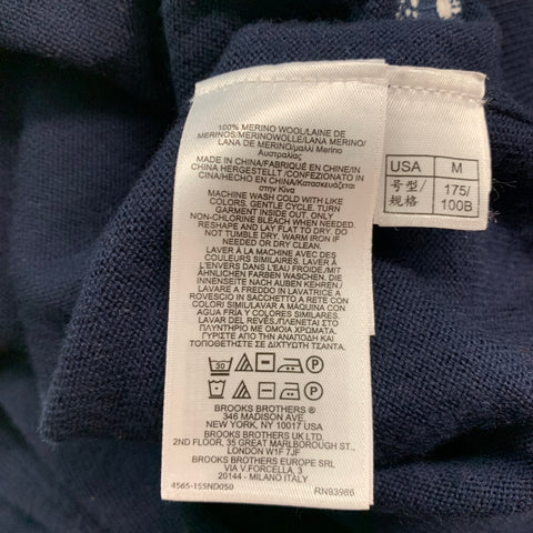 BROOKS BROTHERS Size M Navy Merino Wool V-Neck Pullover