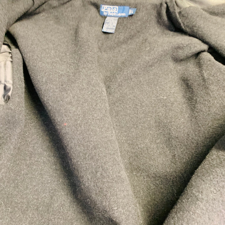 POLO by RALPH LAUREN Size L Black Leather Single Breasted Coat