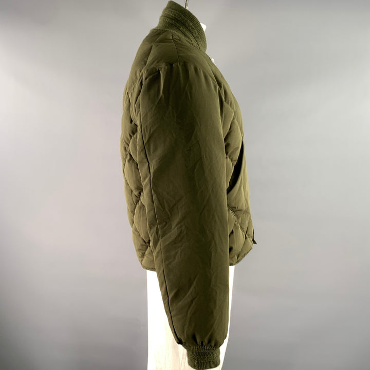 BRUT Size XL Green Olive Quilted Down Polyester Bomber Jacket