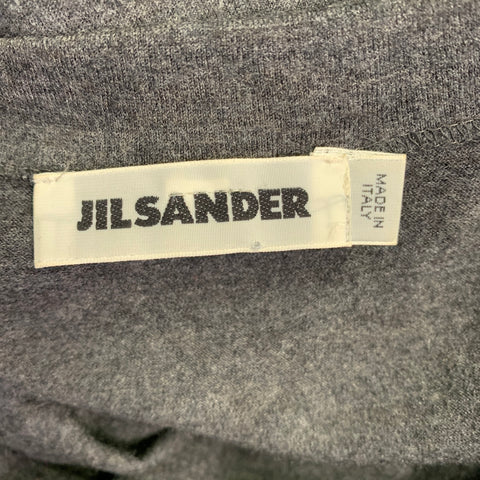 JIL SANDER Robe fourreau sans manches en jersey gris chiné à nouer dans le dos, taille 38
