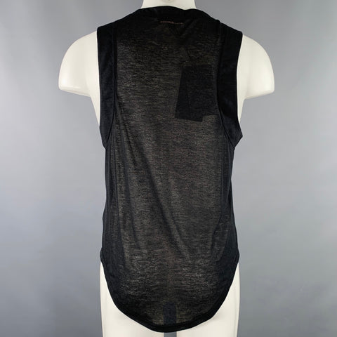 ECKHAUS LATTA Size M Cassius Nightfall Black Polyester Blend Buttoned Tank Top