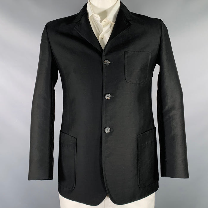 JIL SANDER Size 42 Black Wool Blend Notch Lapel Sport Coat