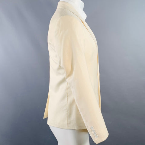 DOLCE & GABBANA Size 38 Regular Cream Textured Virgin Wool Sport Coat