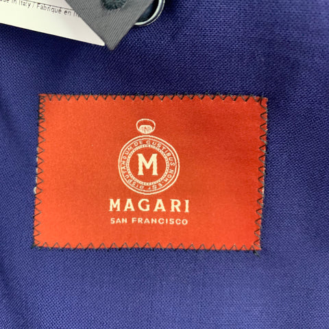 MAGARI Size 40 Blue Virgin Wool Notch Lapel Sport Coat