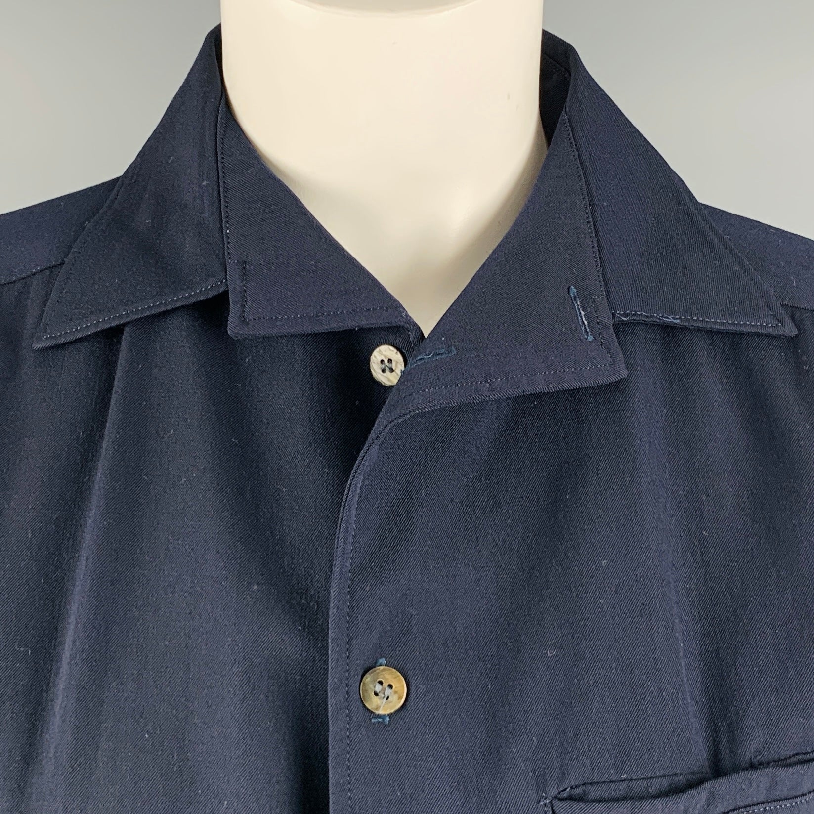 COMME des GARCONS Size S Navy Twill Buttoned Shirt – Sui Generis