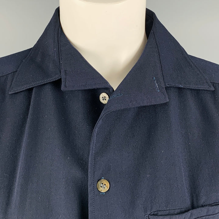 COMME des GARCONS Size S Navy Twill Buttoned Shirt