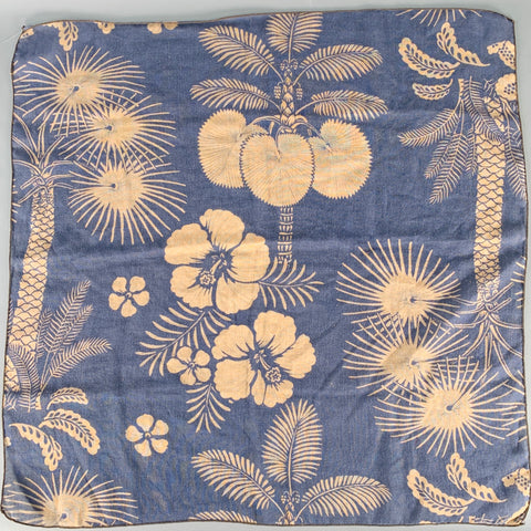 Pochette de costume VINTAGE fleurie bleu et marron