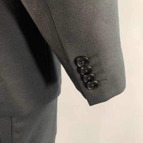 THEORY Chest Size 42 Black Solid Wool Notch Lapel 36 35 Suit