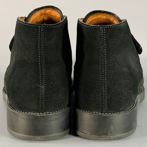 TOD'S Size 9.5 Black Suede Strap Rubber Sole Ankle Boots