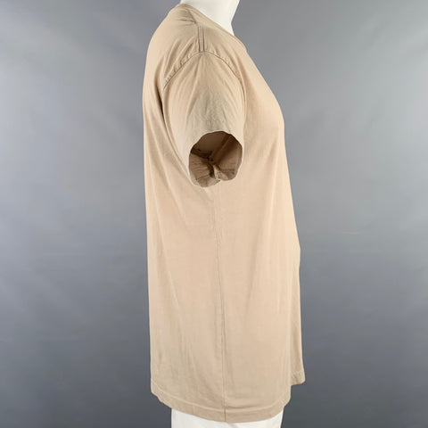 FEAR OF GOD Size L Khaki Cotton Velvet Logo Crew Neck T-shirt