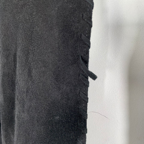 ELIE TAHARI Size L Black Lambskin Suede Hook Eye Closure Jacket