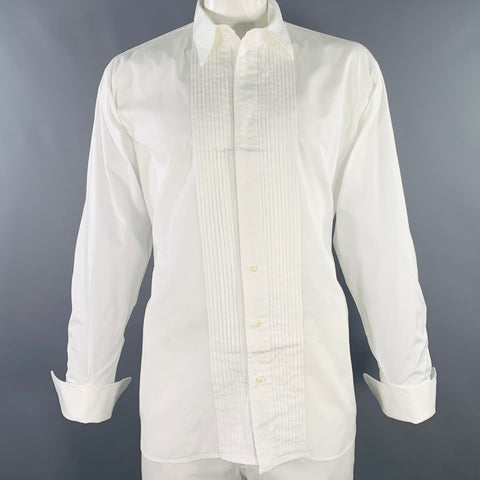 MAUS & HOFFMAN Size XXL White Pleated Cotton Tuxedo Long Sleeve Shirt