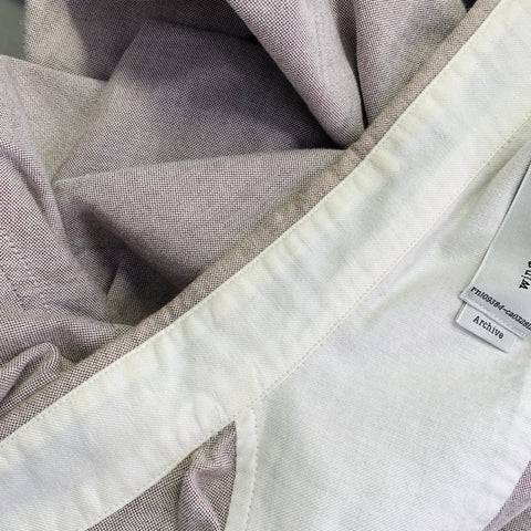 WINGS + HORNS Size L Grey Cotton One Pocket Button Down Collar Long Sleeve Shirt