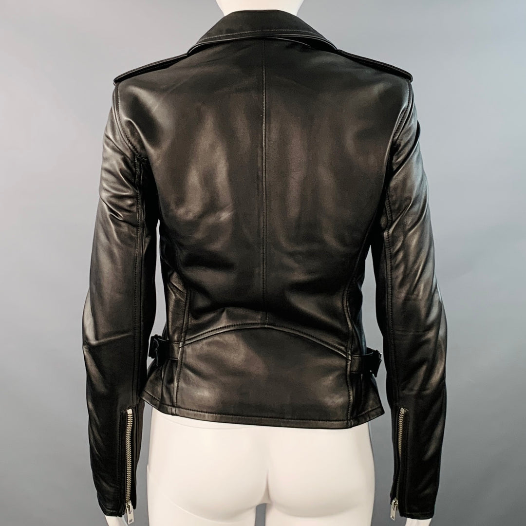 IRO 2022 Size 0 Black Lambskin Leather Biker Jacket