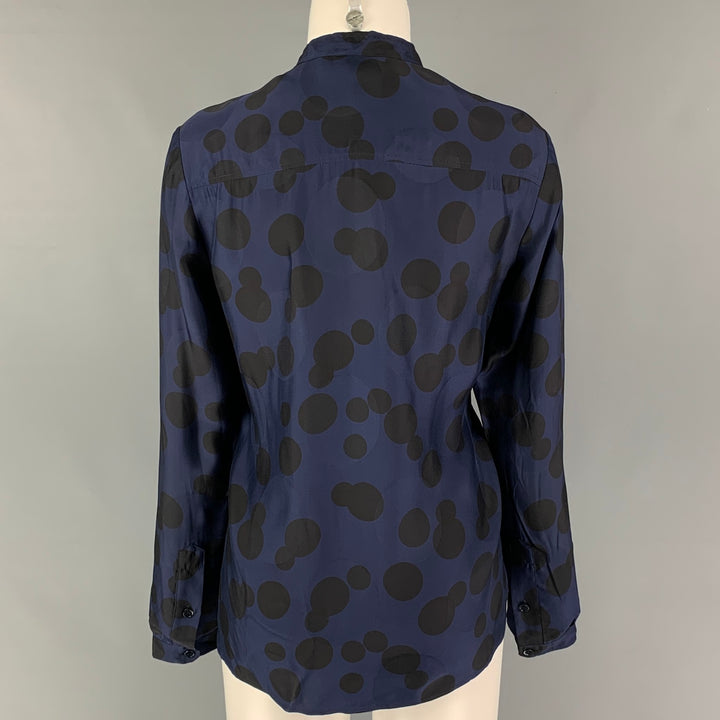 STELLA McCARTNEY Taille 6 Marine Noir Rayonne Soie Polka Dot Casual Top
