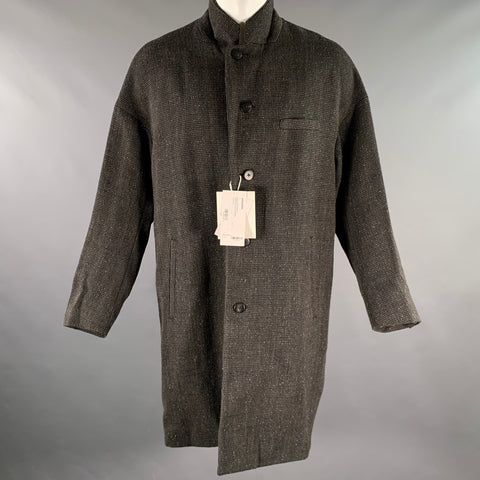 VISVIM Size M Black Brown Tweed Wool Linen Silk Notch Lapel Coat