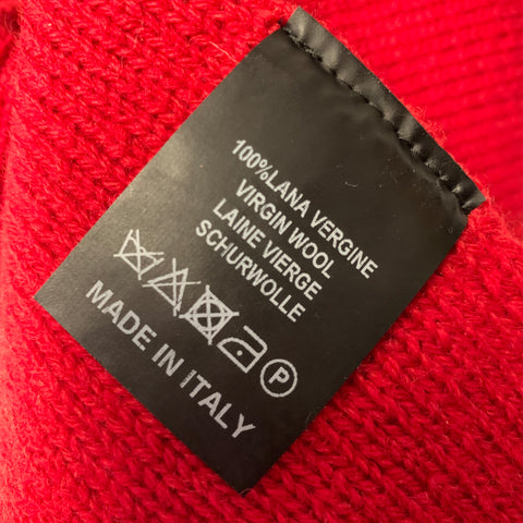 RAF SIMONS FW2015 Size One Size Red Knitted Wool V-Neck Vest