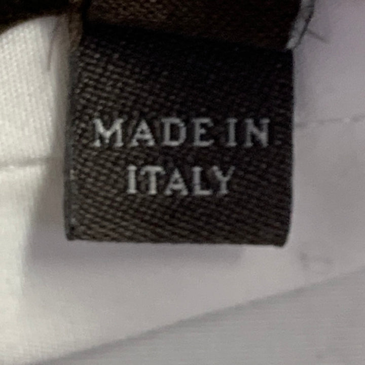 CAROLINA HERRERA Size 14 White Cotton Blend 3/4 Sleeves Spread Collar Shirt