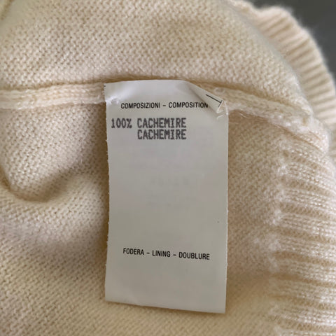 GUCCI Size L Cream Cashmere Short Sleeve Sweater Top