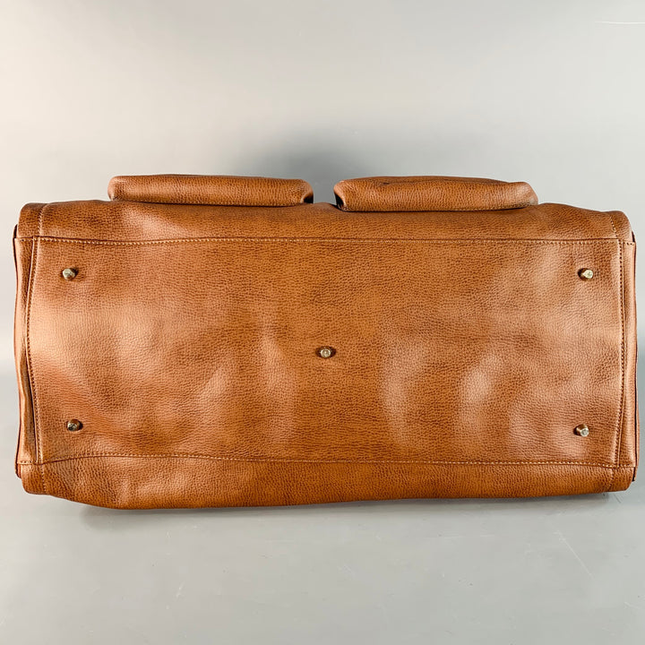 HOOK & ALBERT Brown Leather Convertible Weekender Garment Bag