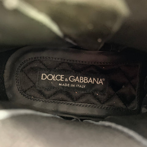 DOLCE & GABBANA Size 7 Black Suede Side Zipper Boots