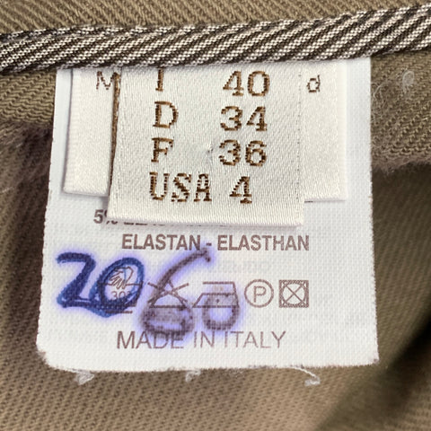 BRUNELLO CUCINELLI Size 4 Brown Cotton Blend Twill Flat Front Casual Pants