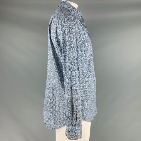 PAUL SMITH Size XL Blue Abstract Print Cotton Button Up Long Sleeve Shirt